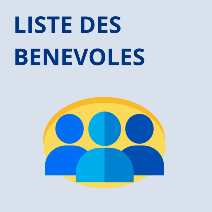 Liste des bénévoles